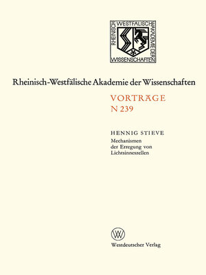 cover image of Mechanismen der Erregung von Lichtsinneszellen